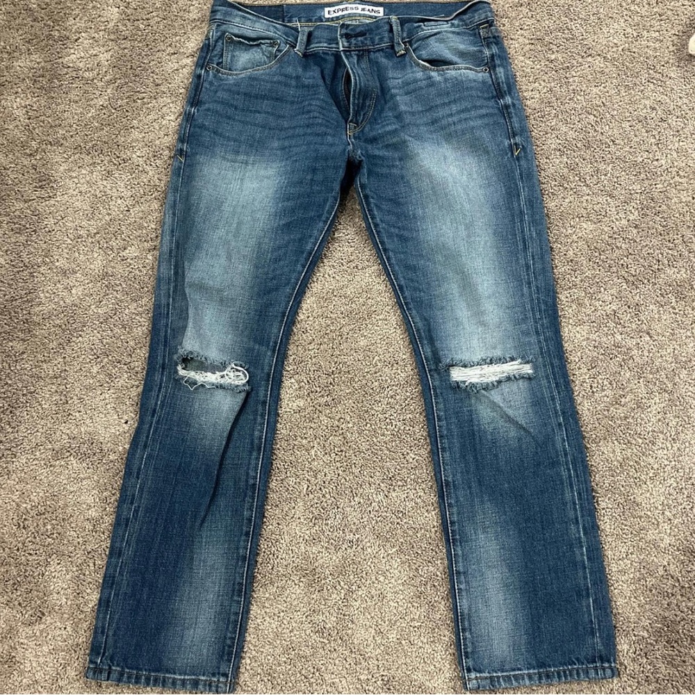 Men's Blue Distressed Jeans